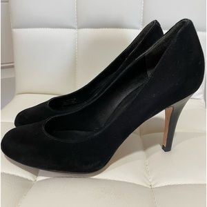 Cole Haan Black Suede Round-Toe High Heels